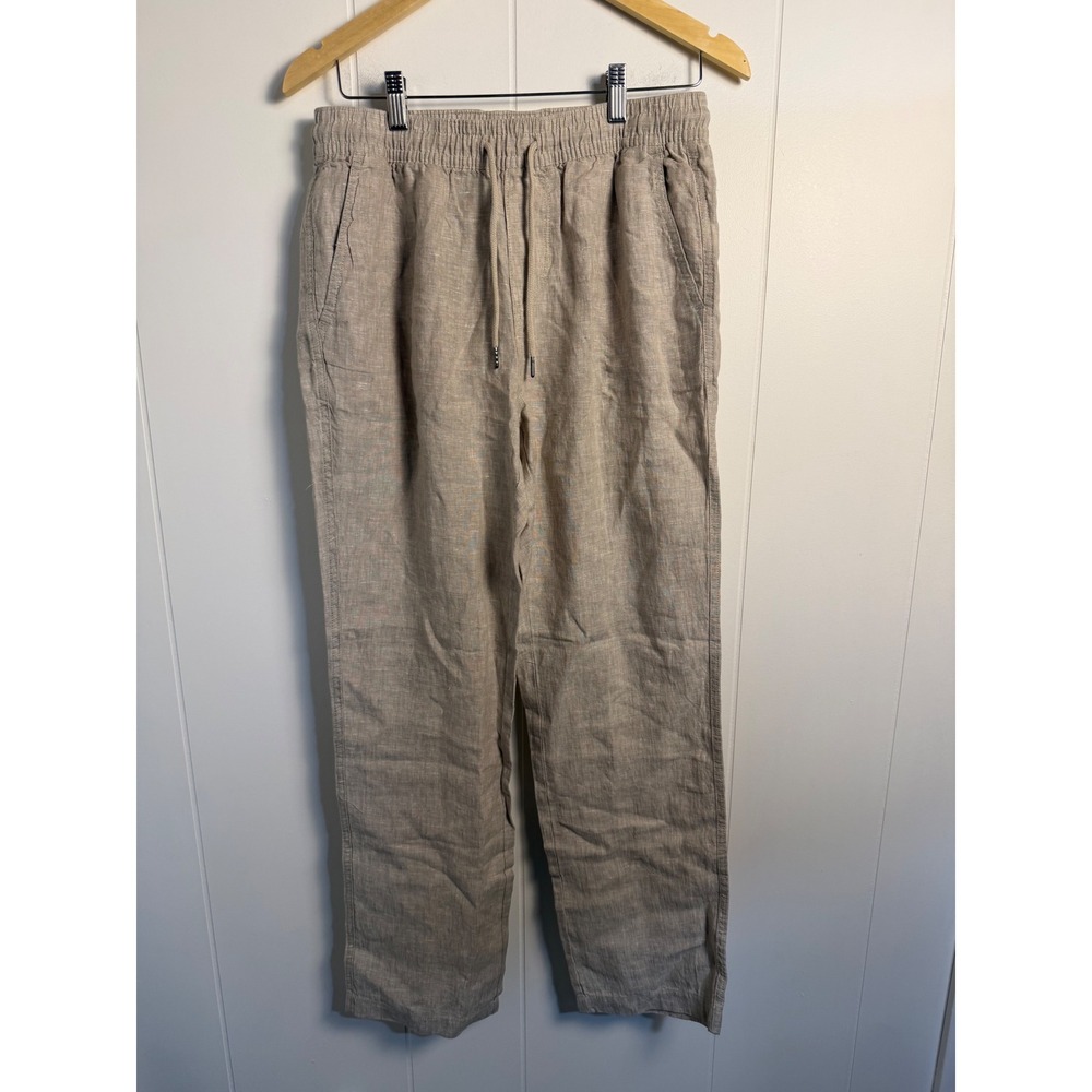 Quince 100% Linen Drawstring Wide Leg Pants S Flax Beige